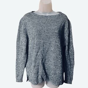 Brandy Melville One Size Navy Blue Marled Knit Pullover Sweater High Low Hem
